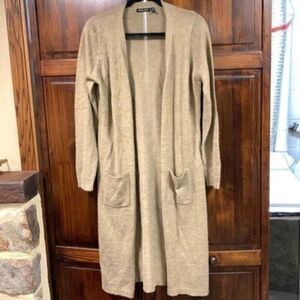 Brave Soul long open front tan sweater size medium